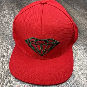 Diamond Supply💎 Red/Green Flat Brim Snapback Hat